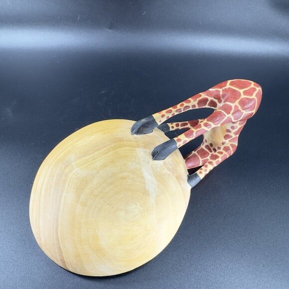 Vintage Carved Giraffe Wooden Decorative Snack Bowl Dish Decorative Trinket Dish - Picture 7 of 13